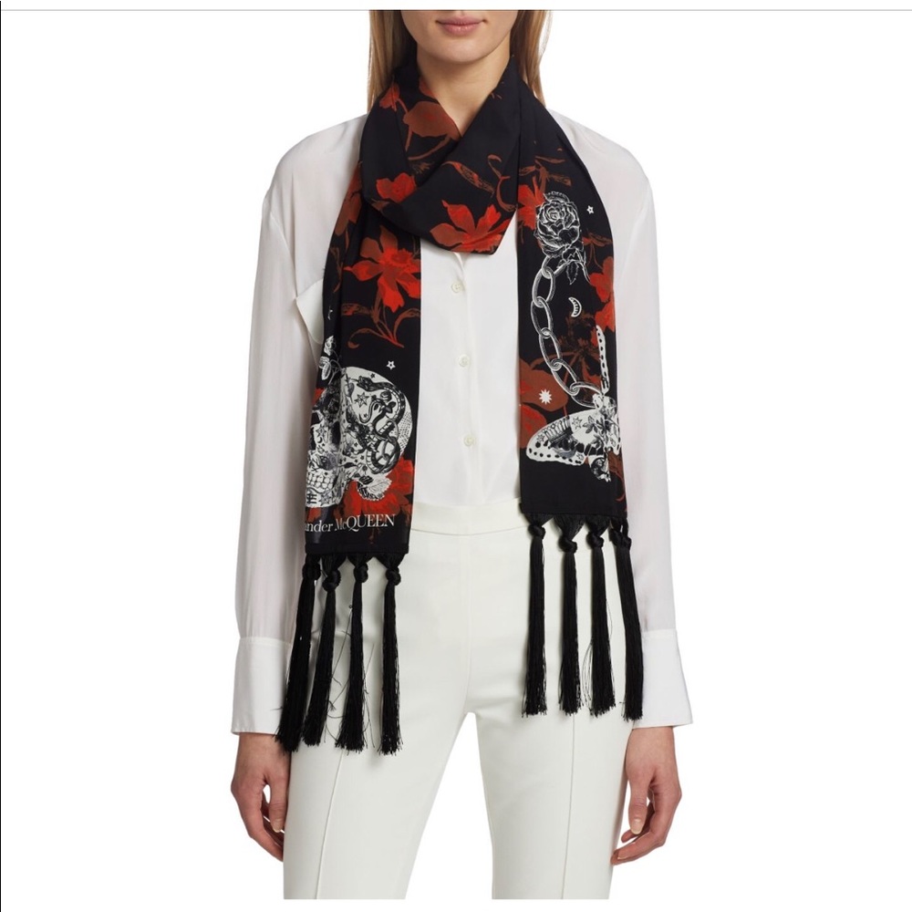 Alexander Mcqueen Tattoo Sculls Silk Scarf.Firm price